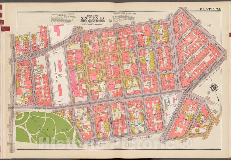 Historic 1942 Map - Double Page Plate No. 24, Part Of Section 10, Borough Of The Bro - Vintage Wall Art, V2