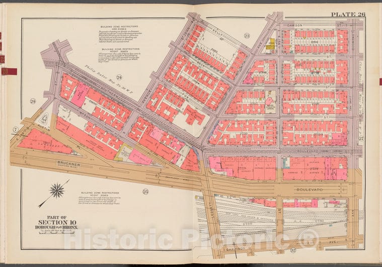 Historic 1942 Map - Double Page Plate No. 26, Part Of Section 10, Borough Of The Bro - Vintage Wall Art, V2