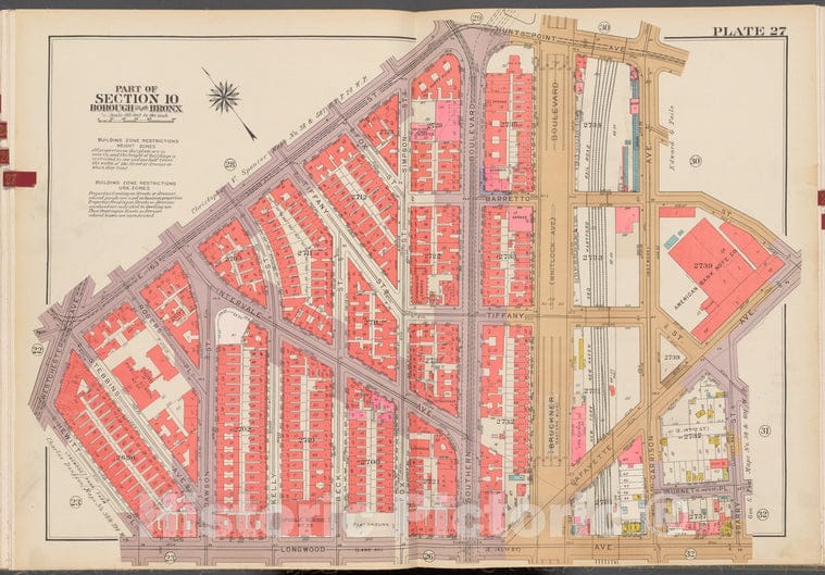 Historic 1942 Map - Double Page Plate No. 27, Part Of Section 10, Borough Of The Bro - Vintage Wall Art, V2