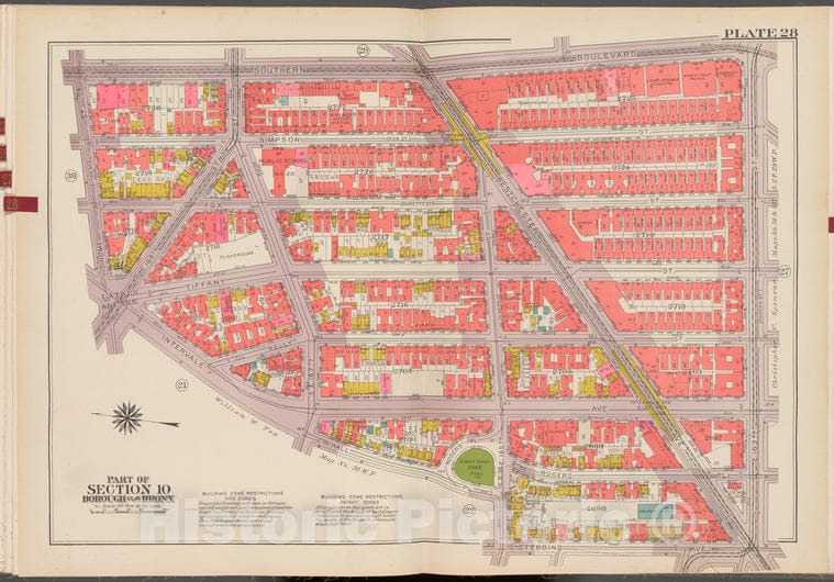 Historic 1942 Map - Double Page Plate No. 28, Part Of Section 10, Borough Of The Bro - Vintage Wall Art, V2
