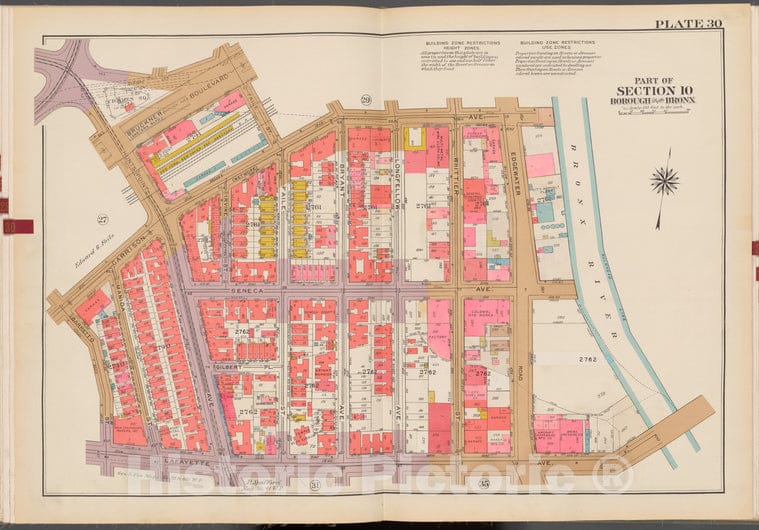 Historic 1942 Map - Double Page Plate No. 30, Part Of Section 10, Borough Of The Bro - Vintage Wall Art, V2