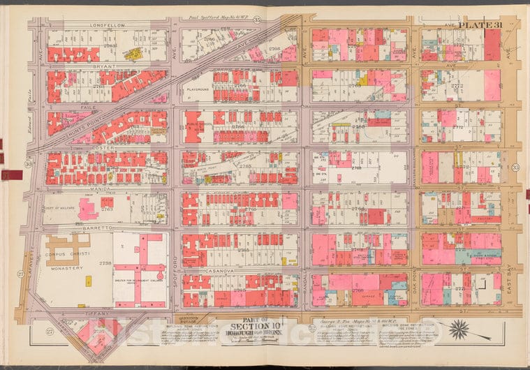 Historic 1942 Map - Double Page Plate No. 31, Part Of Section 10, Borough Of The Bro - Vintage Wall Art, V2