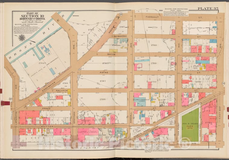 Historic 1942 Map - Double Page Plate No. 35, Part Of Section 10, Borough Of The Bro - Vintage Wall Art, V2