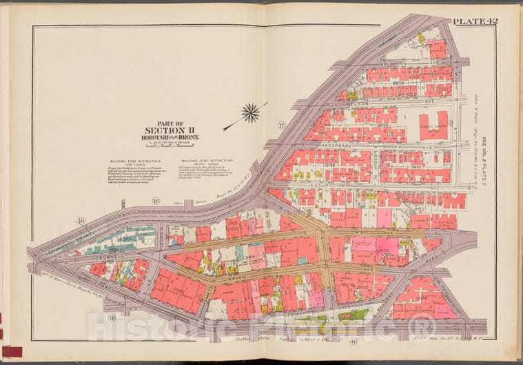 Historic 1942 Map - Double Page Plate No. 42, Part Of Section 11, Borough Of The Bro - Vintage Wall Art, v2