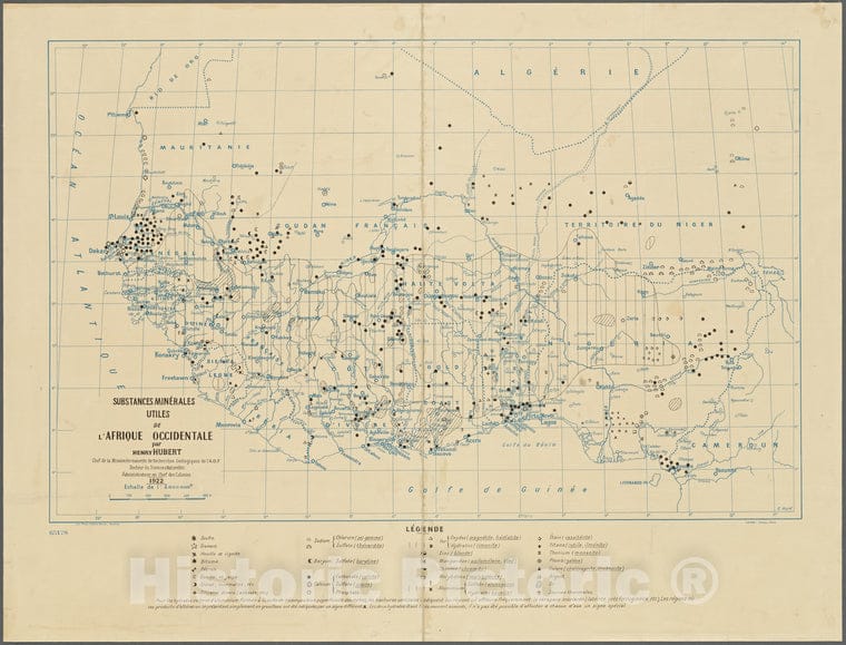 Historic 1922 Map - Substances Minerales Utiles De L'Afrique Occidentale - Africa, Westmaps Of Africa - Vintage Wall Art