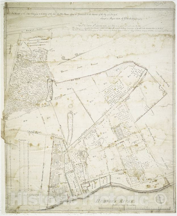 Historic Map - 1773 Greenwich Village, New York (N.Y.) No. 1 A Of The Lands Belonging To The Estate Of The Late Sir Peter Warren Lying At Greenwich In The Outward - Vintage Wall Art