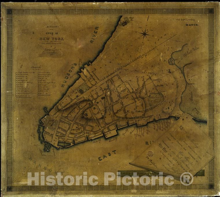 Historic [Date Map - A Plan Of The City Of New York From Actual Survey. - New York (N.Y.) American Historical Prints. - Vintage Wall Art