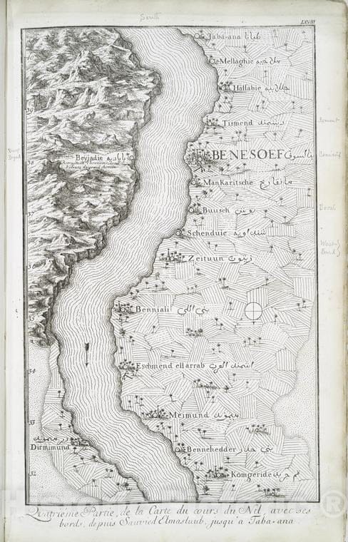 Historic Map - 1780 Nile River Delta (Egypt), Quatrieme Partie, De La Carte Du Cours Du Nil, Avec Ses Bords, Depuis Sauvied Elmasluub, Jusqu'A Taba-Ana. - Vintage Wall Art