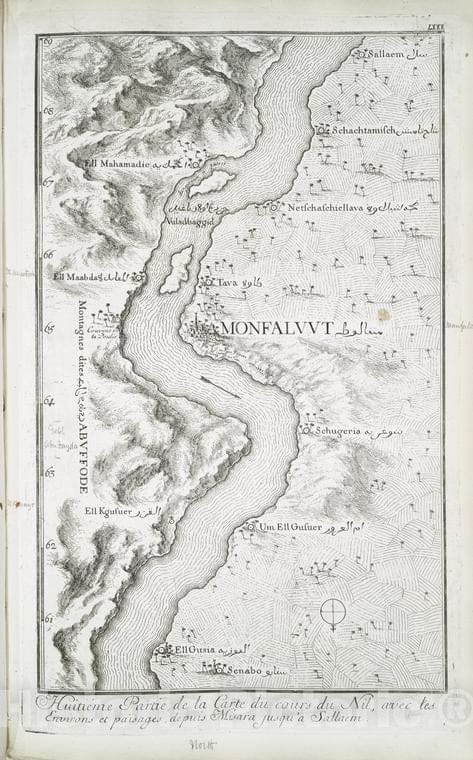 Historic Map - 1780 Egypt, Nubia And Thebes, Nile River, Huitieme Partie, De La Carte Du Cours Du Nil, Avec, Depuis Misara Jusqu'A Sallaem. - Vintage Wall Art