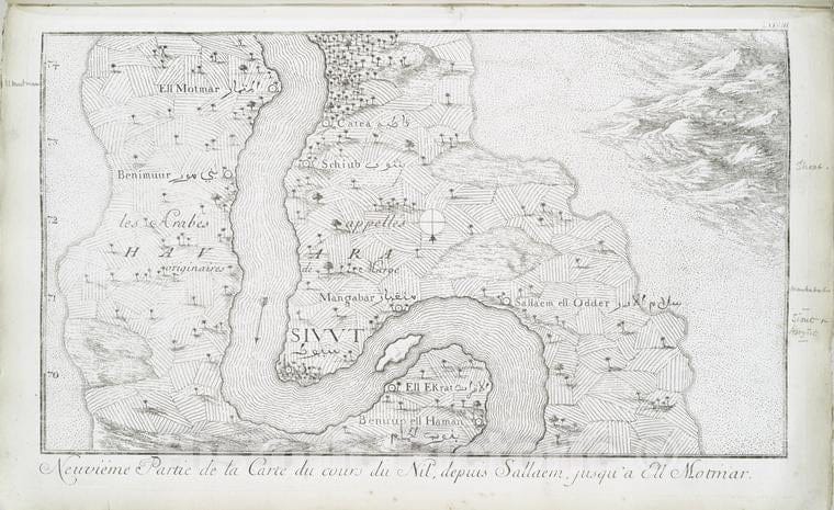 Historic Map - 1780 Egypt, Nubia And Thebes, Neuvieme Partie, De La Carte Du Cours Du Nil, Depuis Sallaem, Jusqu'A Ell Motmar. - Vintage Wall Art