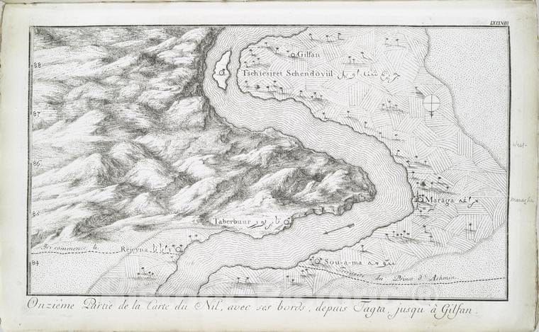 Historic Map - 1780 Nile River Delta (Egypt), Onzieme Partie De La Carte Du Nil, Avec Ses Bords, Depuis Tagta, Jusqu'A Gilfan. - Vintage Wall Art
