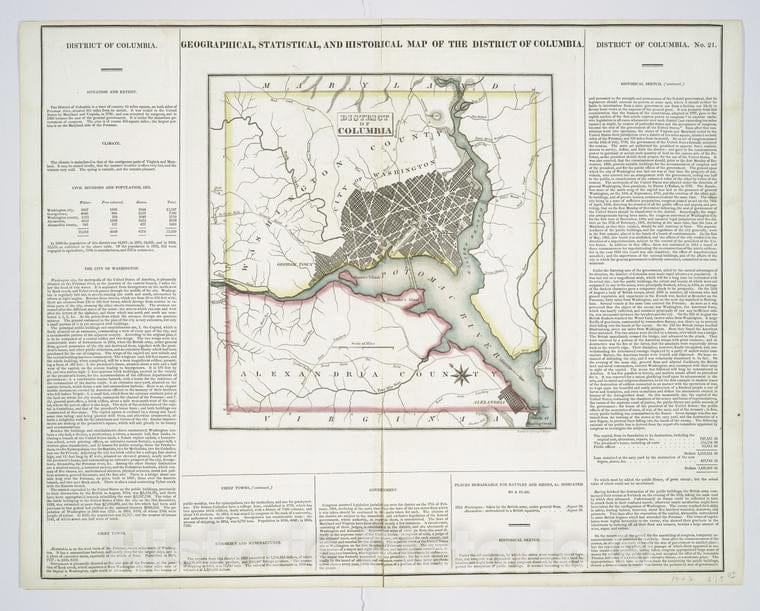Historic Map - 1822 Arlington County< Virginia (Va.), Geographical, Statistical, And Historical Map Of The District Of Columbia - Vintage Wall Art