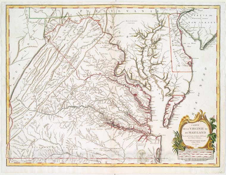 Historic 1775 Map - A Map Of The Most Inhabited Part Of Virginia Conta ...