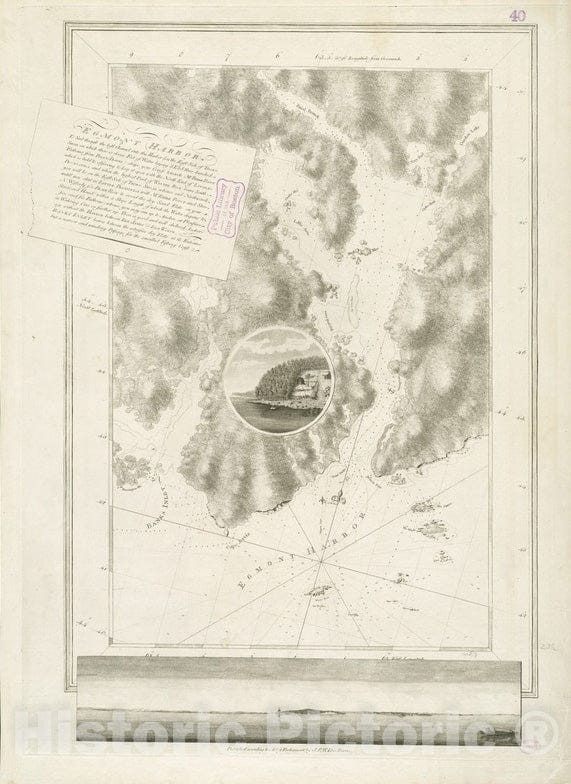 Historical Map, 1770-1779 Egmont Harbor, Vintage Wall Art