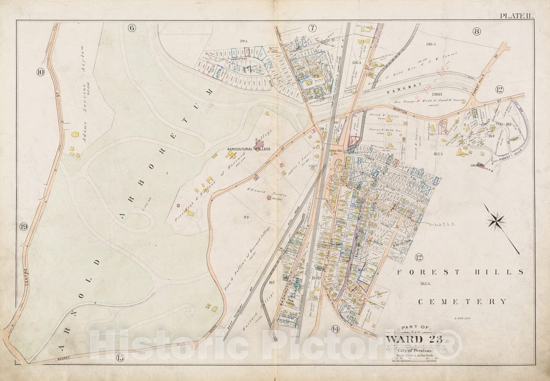 Historical Map, 1896 Atlas of The City of Boston, West Roxbury : Plate 11, Vintage Wall Art