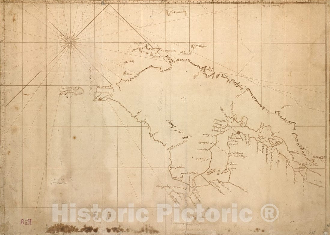 Historical Map, 1810-1819 [Chart of Tierra del Fuego and the Strait of Magellan], Vintage Wall Art