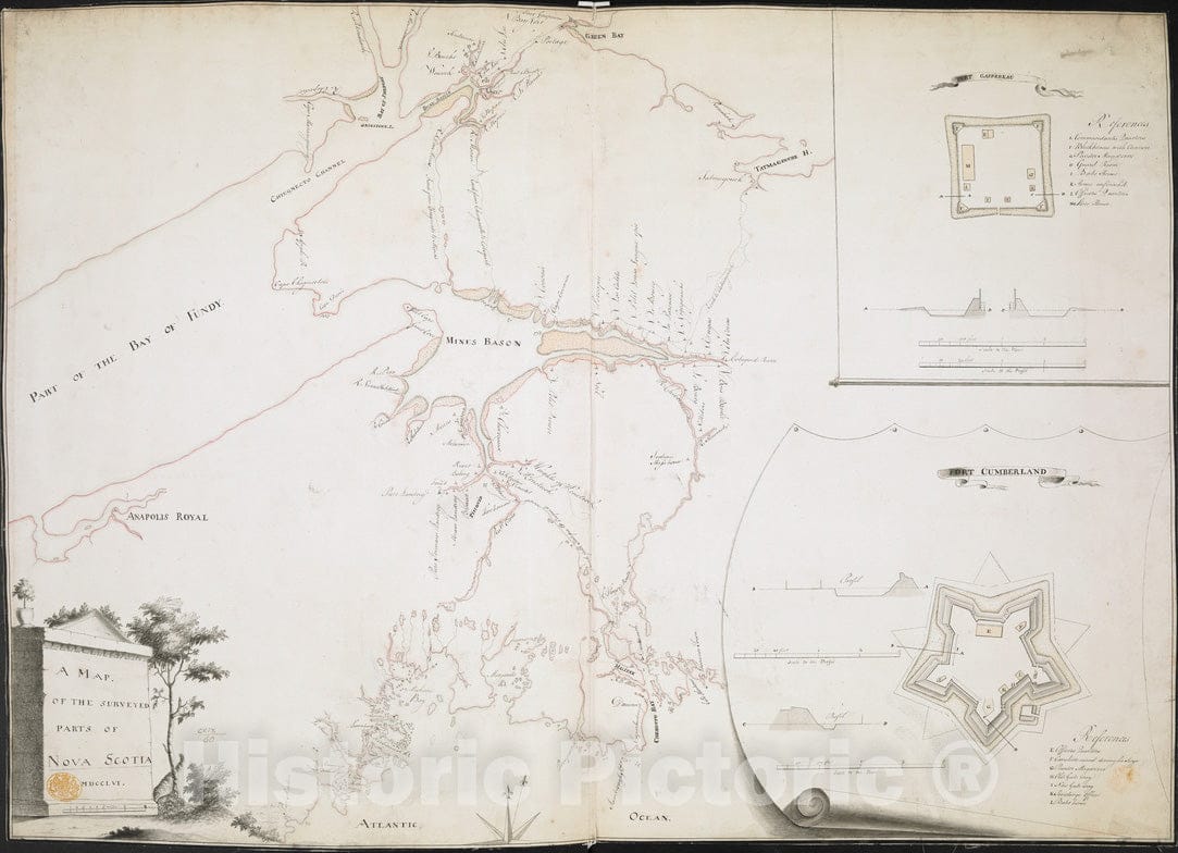 Historical Map, 1756 A MAP of The SURVEYED Parts of NOVA Scotia MDCCLVI, Vintage Wall Art