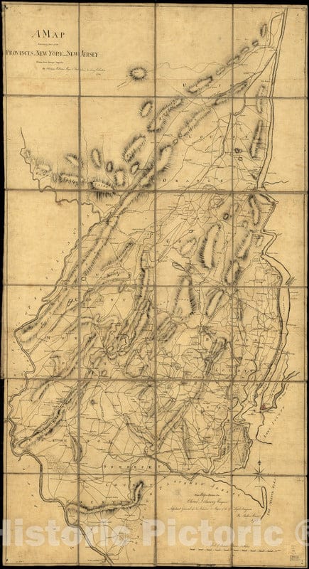 Historical Map, 1781 A map containing Part of The Provinces of New York and New Jersey, Vintage Wall Art