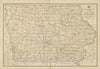 Historical Map, 1897 Post Route map of The State of Iowa Showing Post Offices with The Intermediate Distances on Mail Routes in Operation on The 1st of December, 1897, Vintage Wall Art