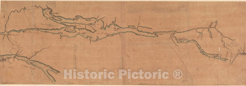 Historical Map, 1759 [A map of Lake Champlain and Lake George, Showing The Route from Fort Edward to Montreal], Vintage Wall Art