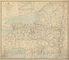 Historical Map, 1889 Post Route map of The State of New York and Parts of Vermont, Massachusetts, Connecticut, New Jersey, and Pennsylvania, Vintage Wall Art