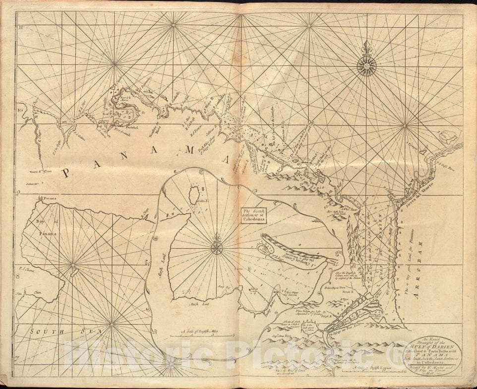 Historical Map, 1737 an Exact Draught of The Gulf of Darien & The Coas ...