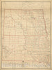 Historical Map, 1895 Post Route map of The States of North and South Dakota with Adjacent Parts of Montana, Wyoming, Nebraska, Iowa and Minnesota, Vintage Wall Art