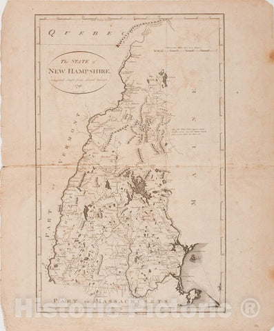 Historical Map, 1796 The State of New Hampshire, Vintage Wall Art