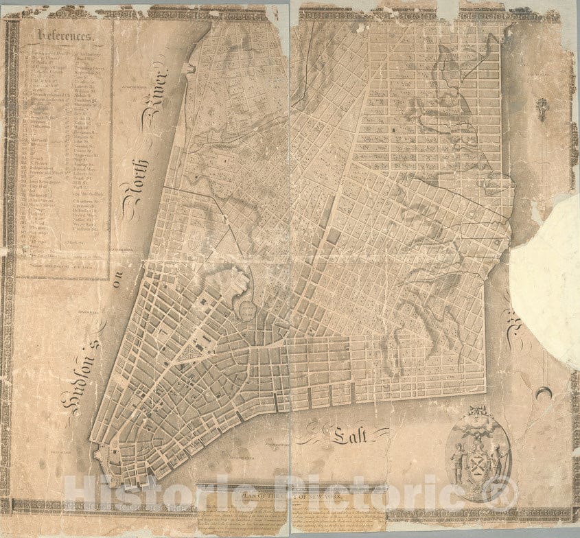 Historical Map, 1803 Plan of The City of New-York, Vintage Wall Art