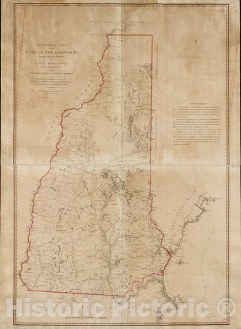 Historical Map, 1784 A Topographical map of The State of New Hampshire, Vintage Wall Art : 5133392