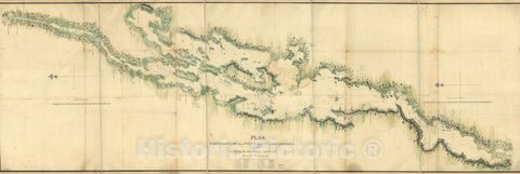 Historical Map, Plan, Lake Champlain from Fort St. John's to Ticonderoga : with The soundings, Rocks, Shoals, and Sands, surveyed in The Years 1778, 1779, Vintage Wall Art