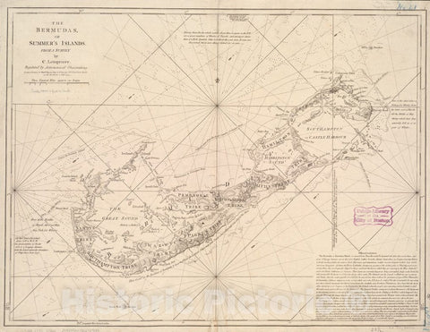 Historical Map, 1775 The Bermudas, or Summer's Islands, Vintage Wall Art