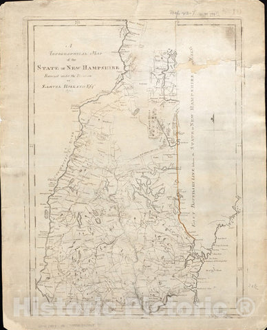 Historical Map, 1784 A Topographical map of The State of New Hampshire, Vintage Wall Art : 5133906