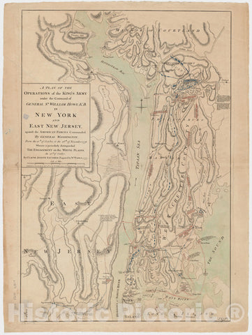Historical Map, 1777 A Plan of The Operations of The King's Army : Under The Command of General Sr. William Howe, K.B. in New York and East New Jersey Against, Vintage Wall Art