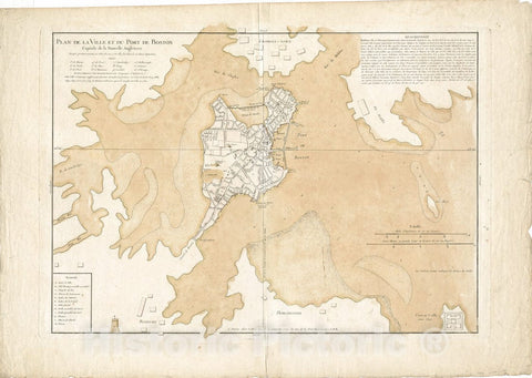 Historical Map, 1764 Plan de la Ville et du Port de Boston : capitale de la Nouvelle Angleterre, Vintage Wall Art : 5134196