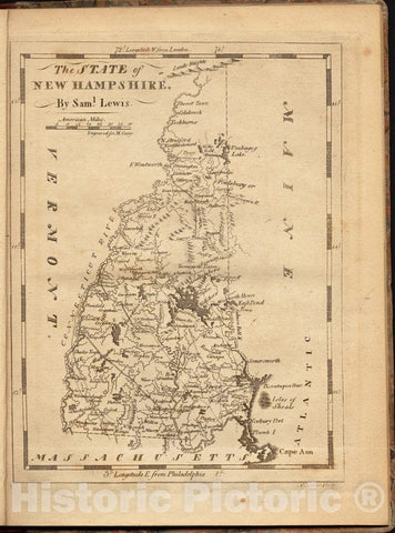 Historical Map, 1806 The State of New Hampshire, Vintage Wall Art