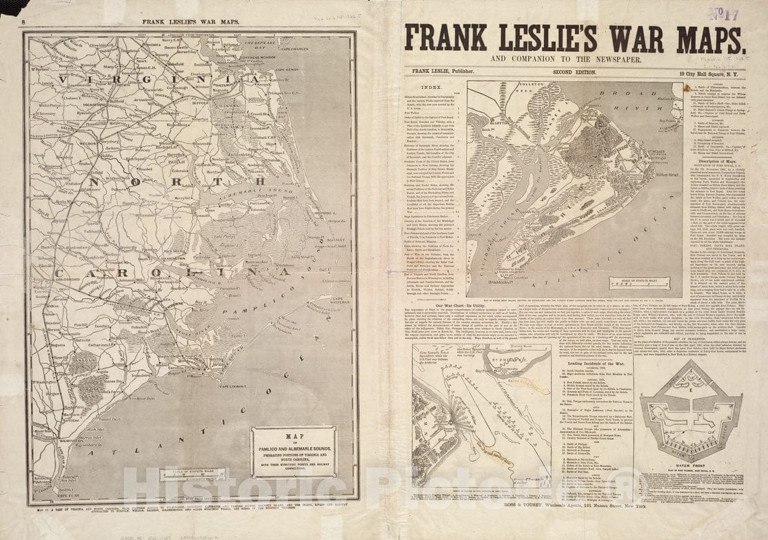 Historical Map, 1861 Frank Leslie's war maps and Companion to The Newspaper [Pages 8 and 1], Vintage Wall Art