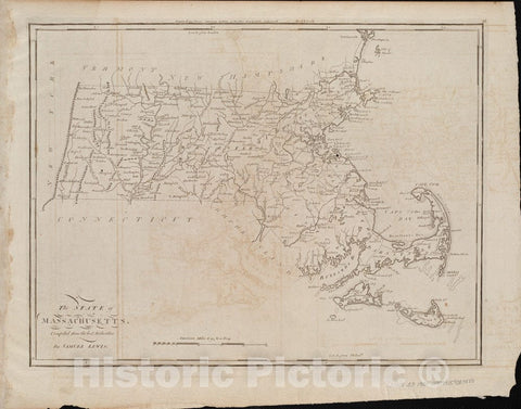 Historical Map, 1800 The State of Massachusetts : compiled from The Best Authorities, Vintage Wall Art