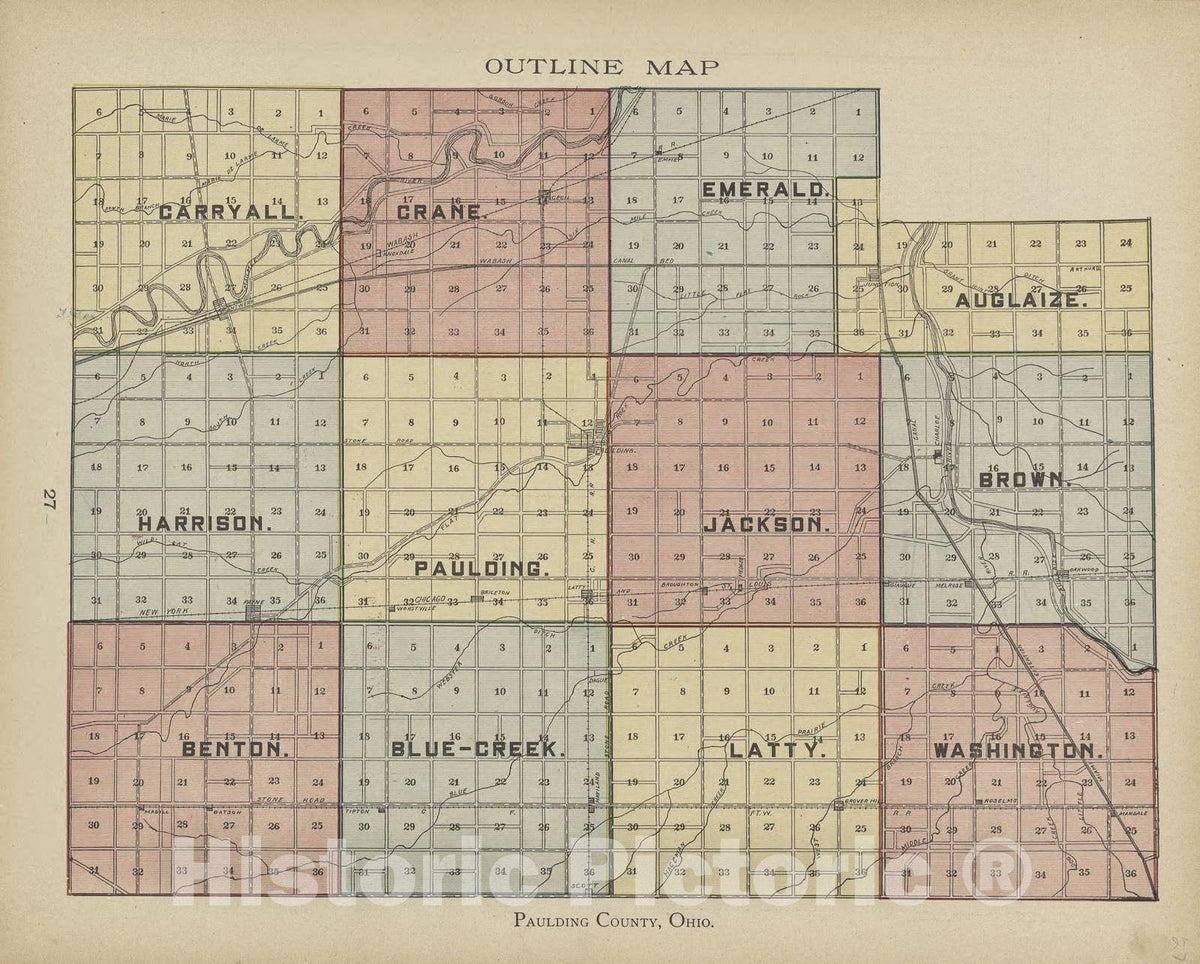 Historic 1905 Map - Atlas and Directory of Paulding County, Ohio - Eme ...