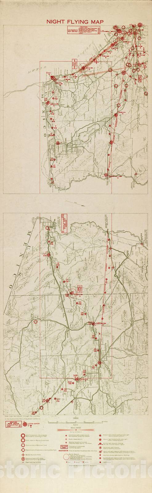 Historic 1924 Map - Aeronautical Strip maps of The United States. - No. 32, 1924 - Air Corps map