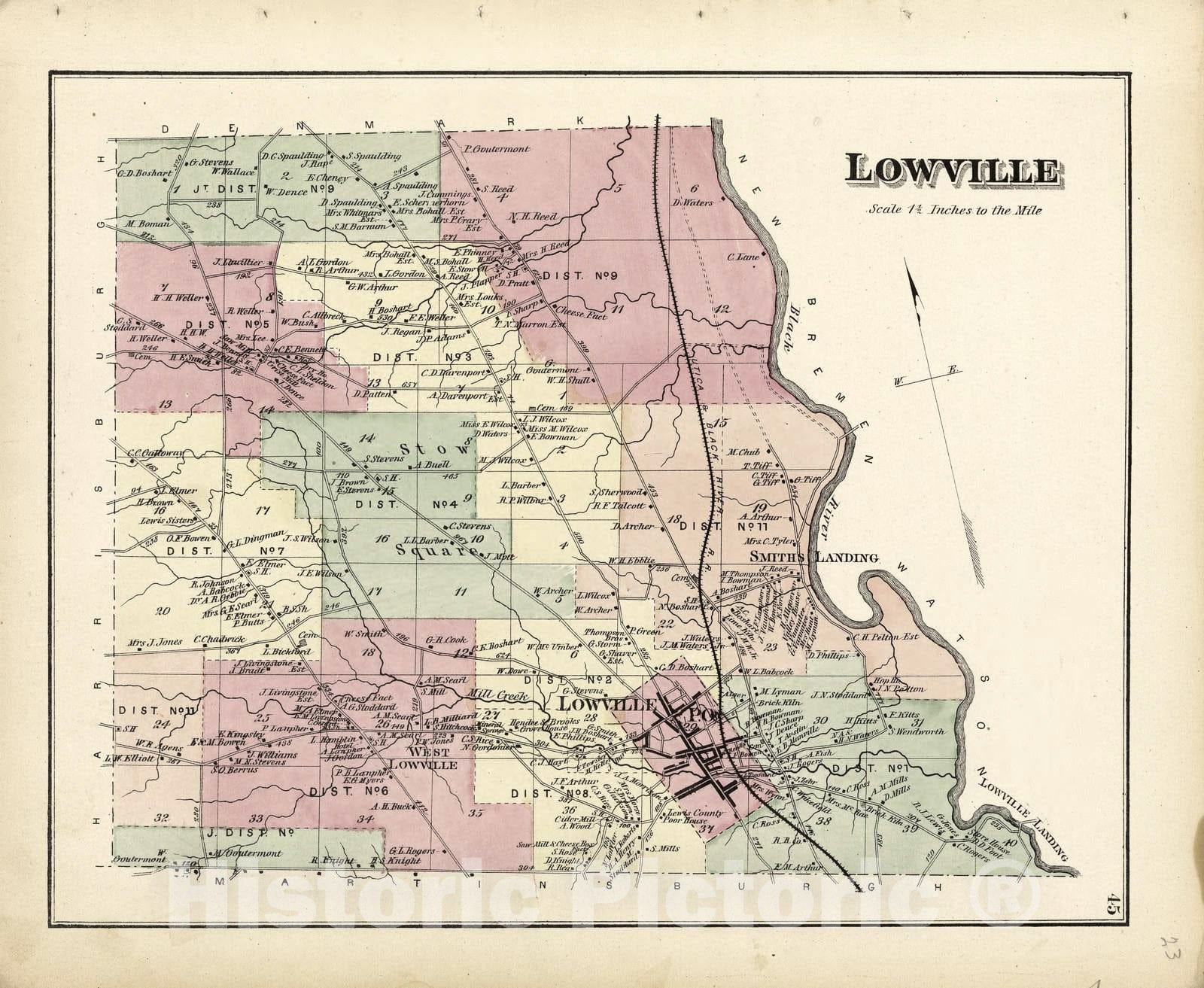 Historic 1875 Map - Atlas of Lewis Co, New York - Lowville - Atlas of Lewis County, New York 1