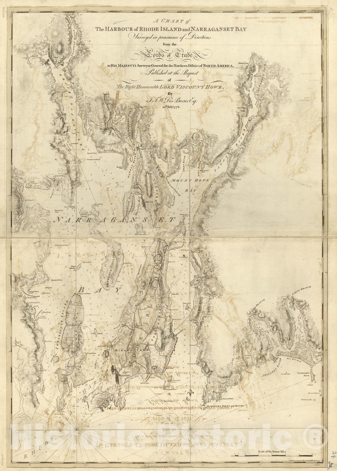 Historic 1800 Map - The Atlantic Neptune - Narraganset Bay