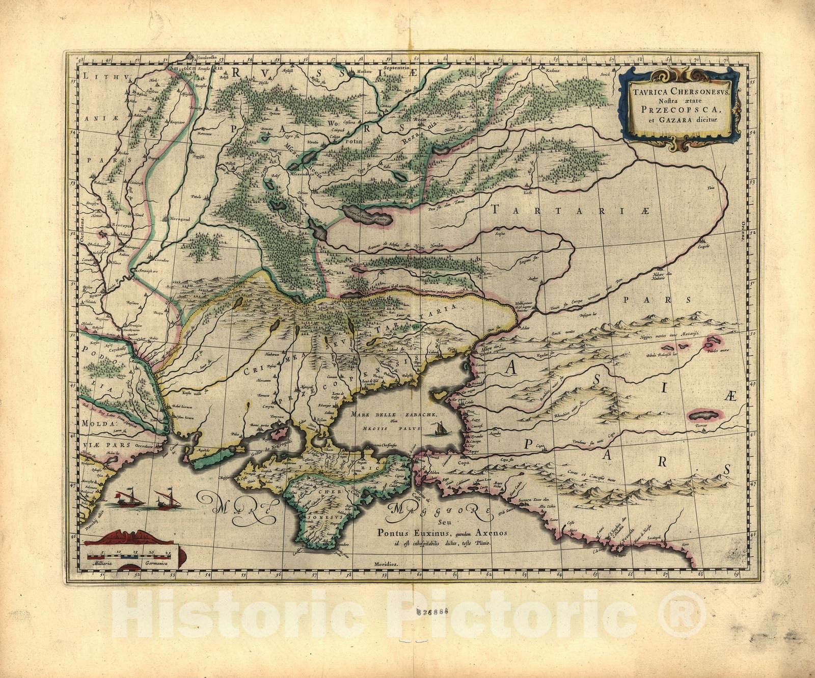 Historic 1647 Map - Le Theatre du Monde, ou, Novvel Atlas - Crimean (Tauric) Peninsula - Novvel Atlas
