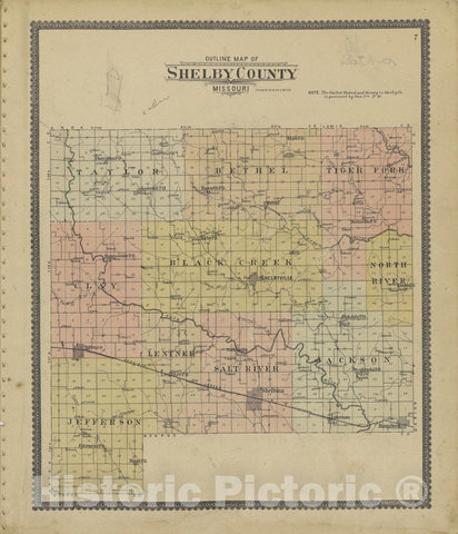 Historic 1902 Map - Standard Atlas of Shelby County, Missouri : Including a plat Book of The Villages, Cities and townships of The County, map of The State - Shelbina