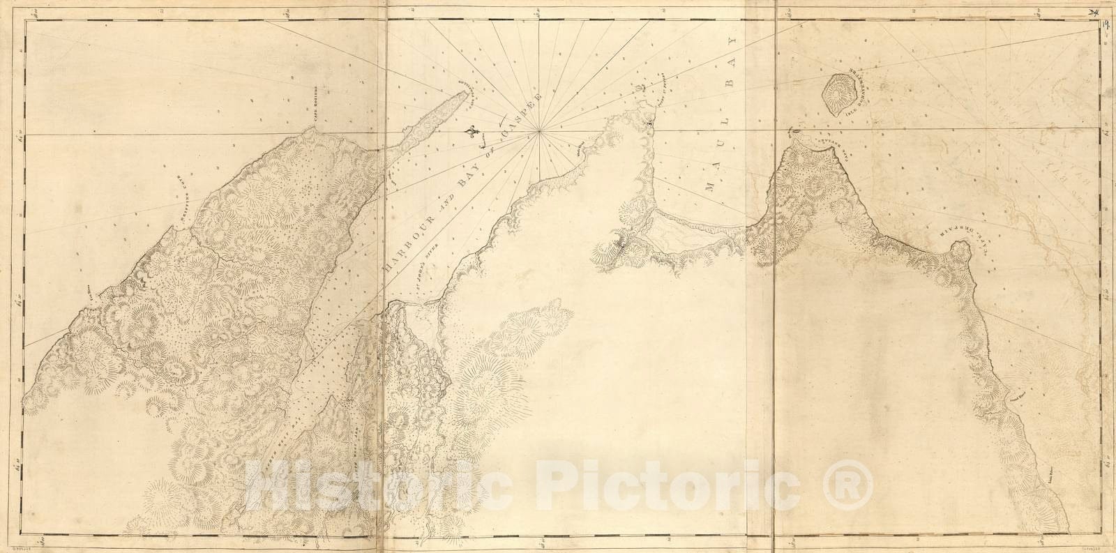 Historic 1800 Map - The Atlantic Neptune - Bay of Gaspee, Maul Bay