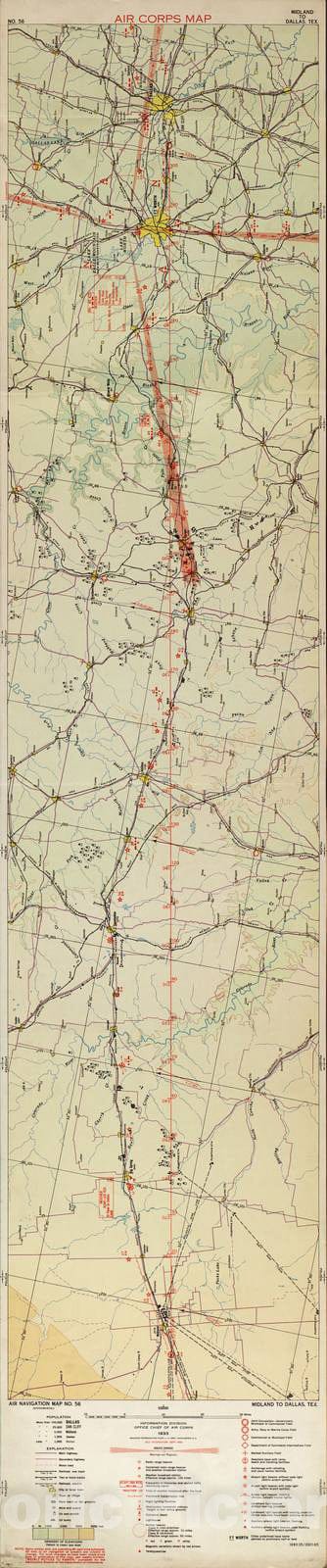 Historic 1924 Map - Aeronautical Strip maps of The United States. - No. 56, 1933 - rev. Sept. 1933 - Air Corps map