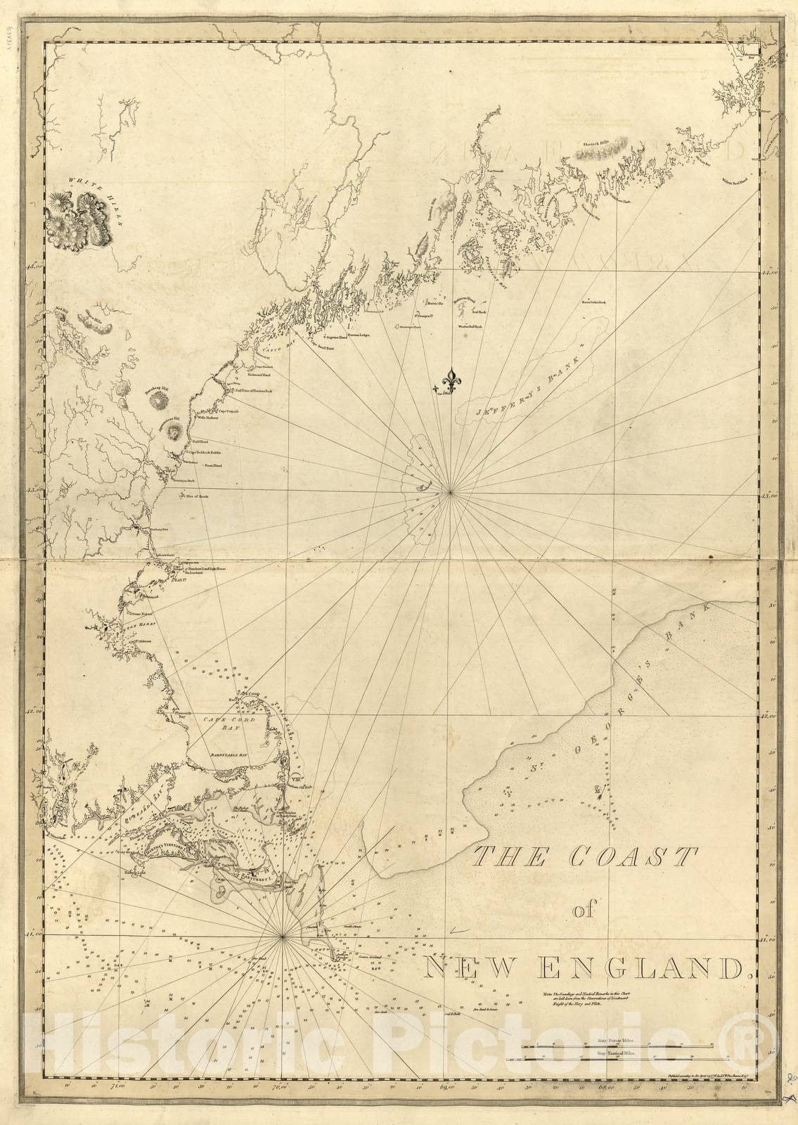 Historic 1800 Map - The Atlantic Neptune - Coast of New England