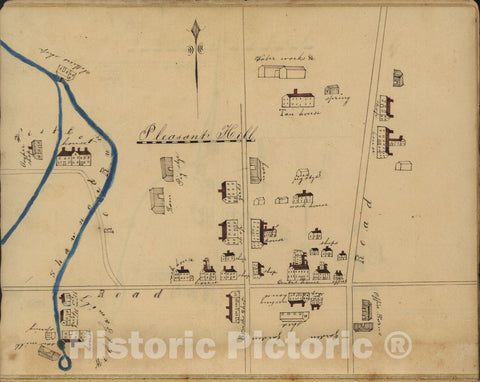 Historic 1835 Map - Sketches of The Various Societies of Belivers i.e. Believers in The States of Ohio & Kentucky - Watervliet - Sketches of The Various Societies of Belivers