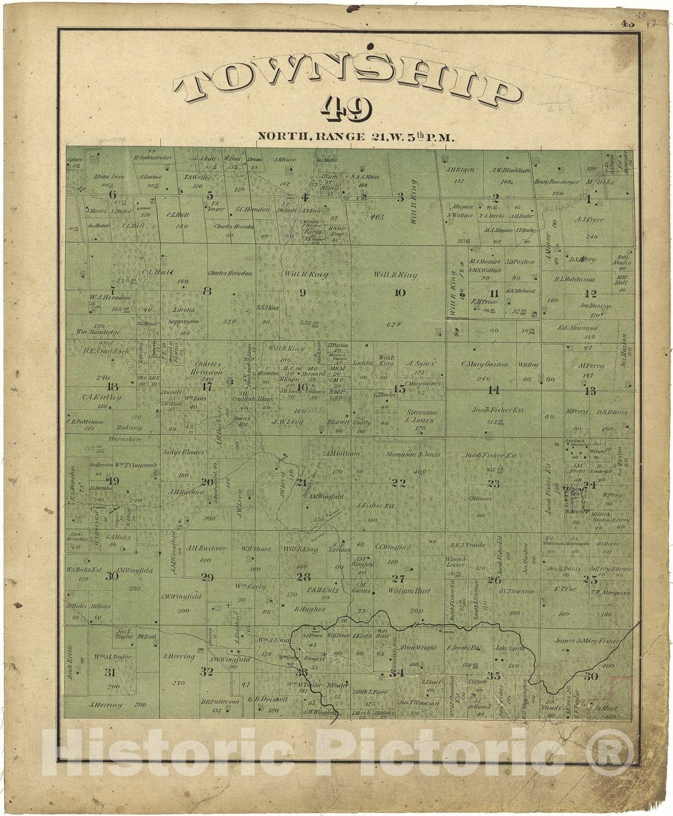 Historic 1876 Map - Township plats : Saline County, Missouri. - Township 49 North, Range 20W. 5th P.M. - Illustrated Atlas map of Saline County, Missouri
