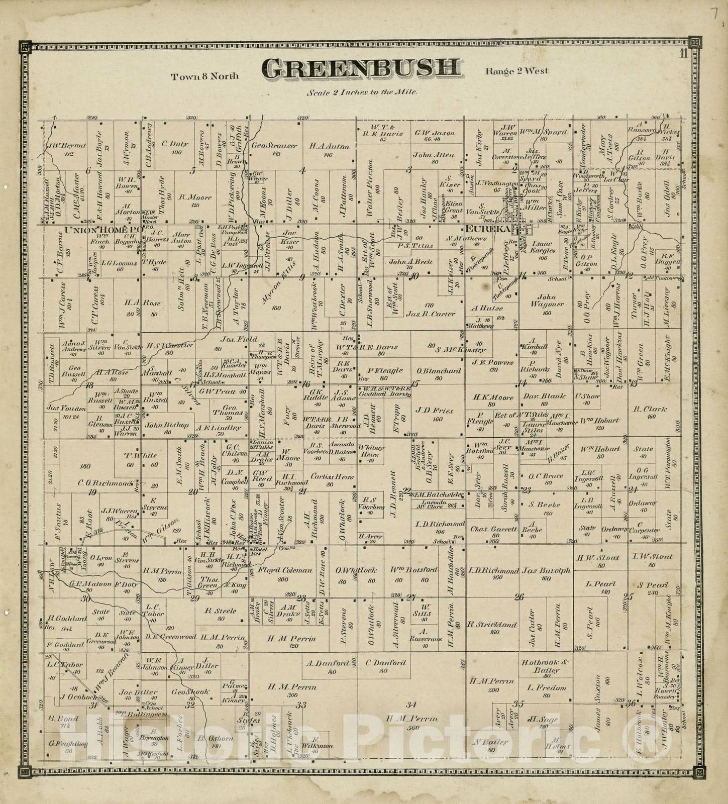 Historic 1873 Map - Atlas of Clinton County, Michigan - Greenbush